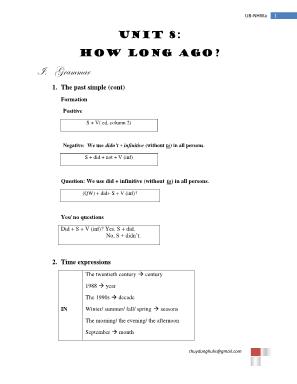 New Headway - Unit 8 How long ago